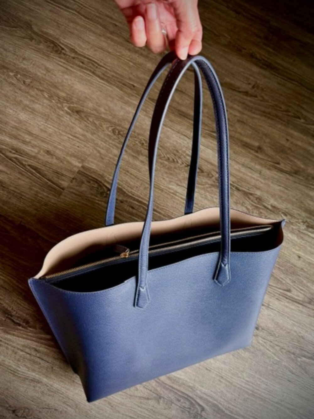 Quince Adeline Shopper Navy Laptop Tote